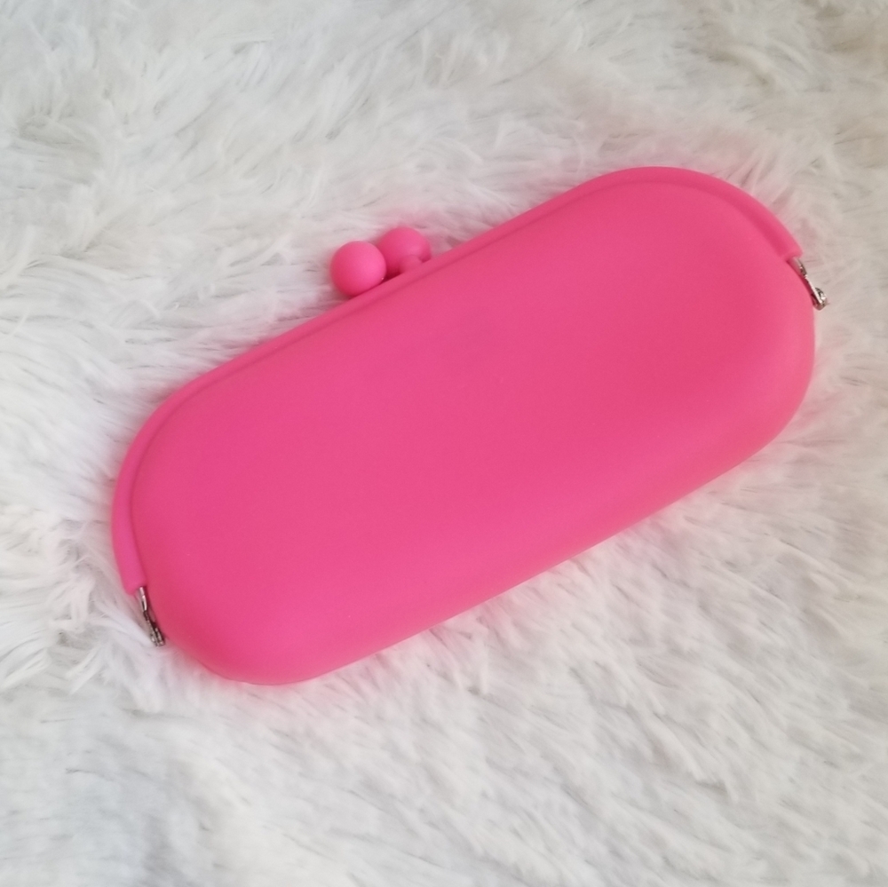Hot pink silicon little coin purse/clutch